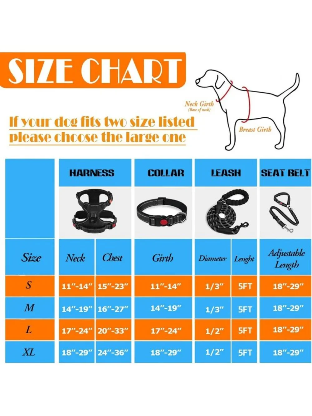 No-Pull Dog Harness, Collar & Leash Set with Travel Accessories for Easy Walks